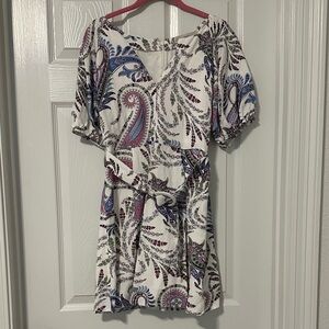 LOFT Paisley Print White Dress
